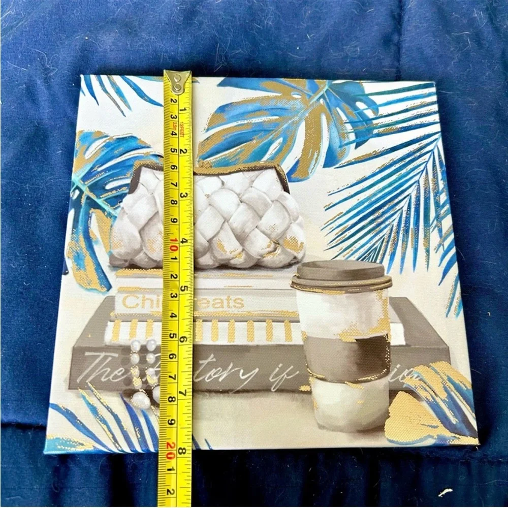 Cute Chic Purse Clutch Coffee Plant Lovers Floral Wall Hanging Canvas Decor Art